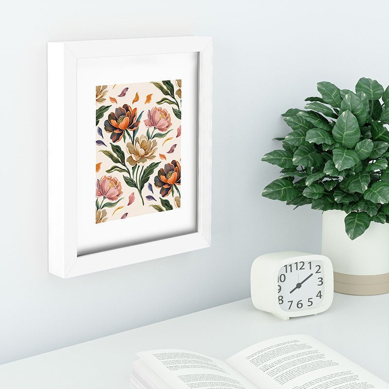 Marta Barragan Camarasa Hand Painted Peony Florals Recessed Framing Rectangle