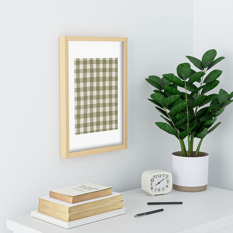 Menina Lisboa Rustic Green Plaid Recessed Framing Rectangle