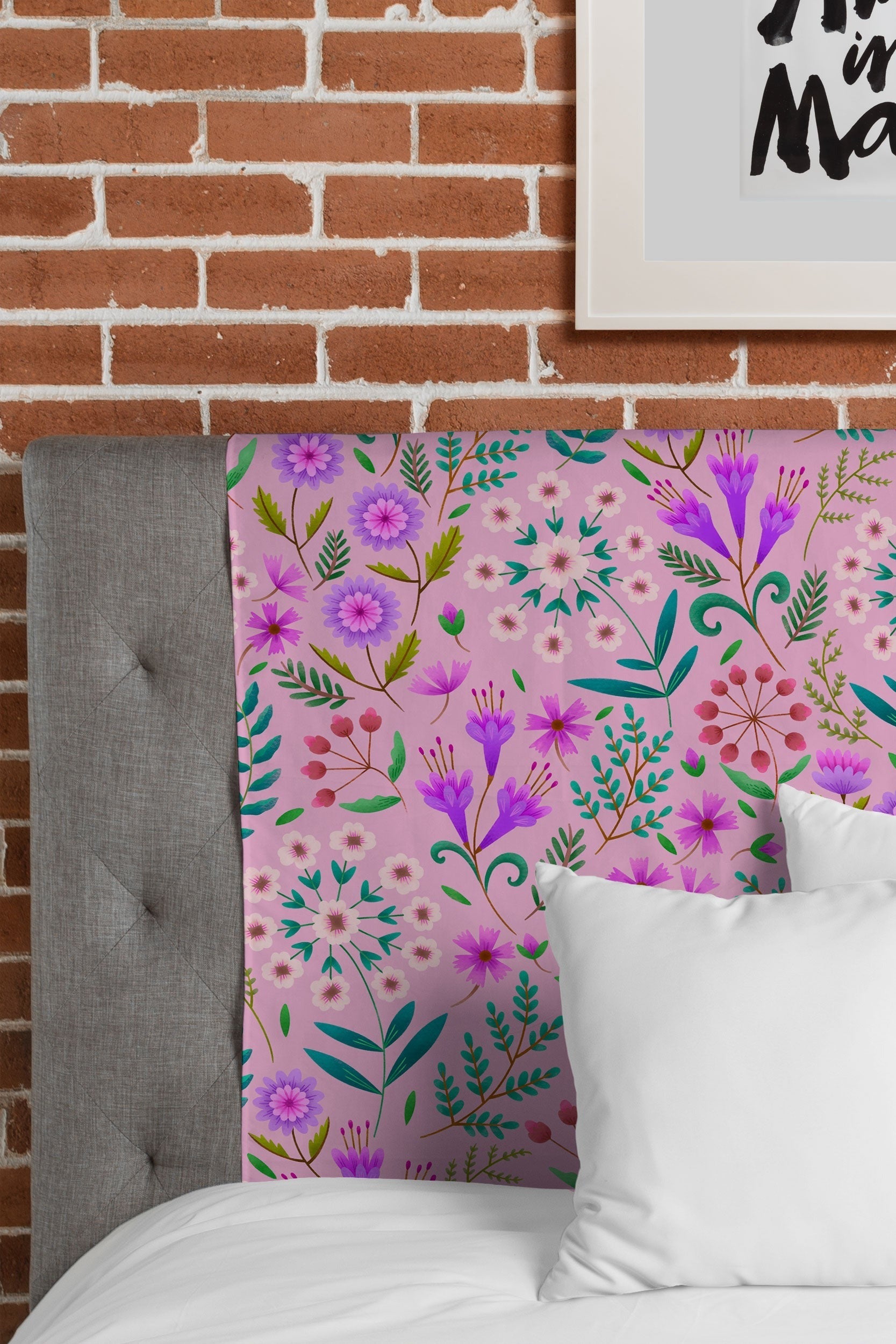 Pimlada Phuapradit Ditsy Purple Floral Half Drop Tapestry