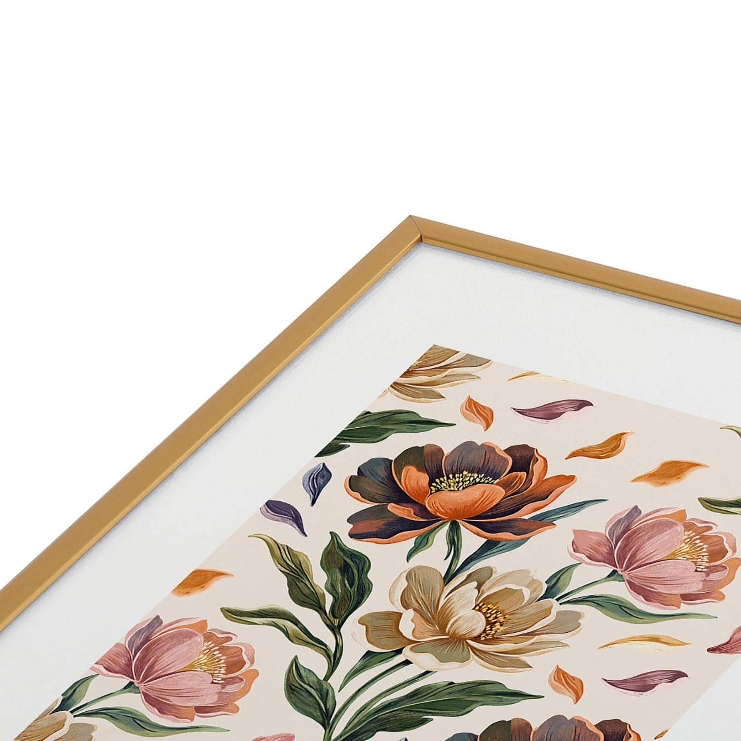 Marta Barragan Camarasa Hand Painted Peony Florals Metal Framed Art Print