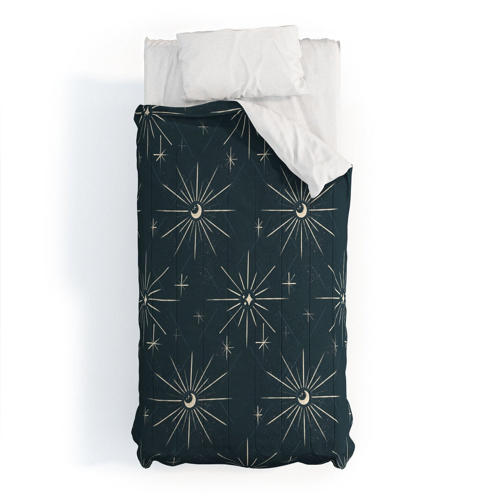 Little Om Pattern Little Moon navy Comforter