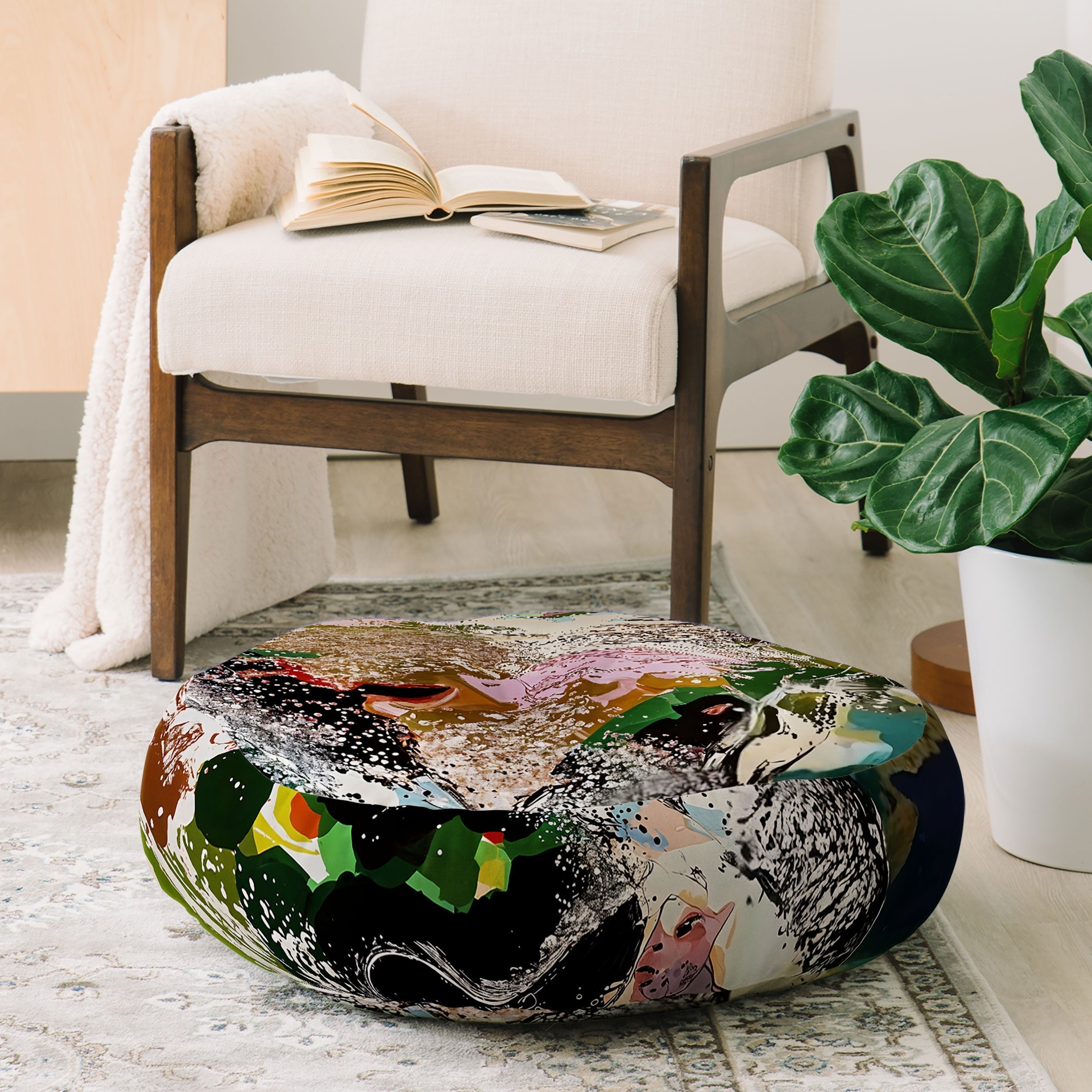 83 Oranges Echoes Beneath the Surface Floor Pillow Round