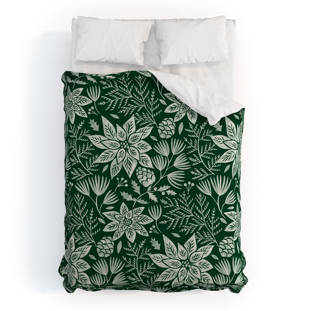 Pimlada Phuapradit Christmas Poinsettia Duvet Cover