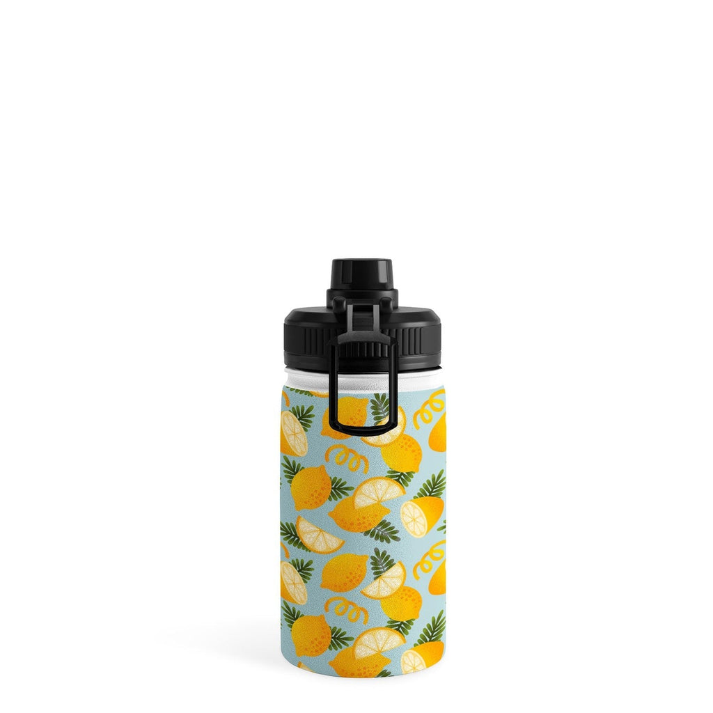 Jessica Molina Lemon Pattern on Sky Blue Water Bottle