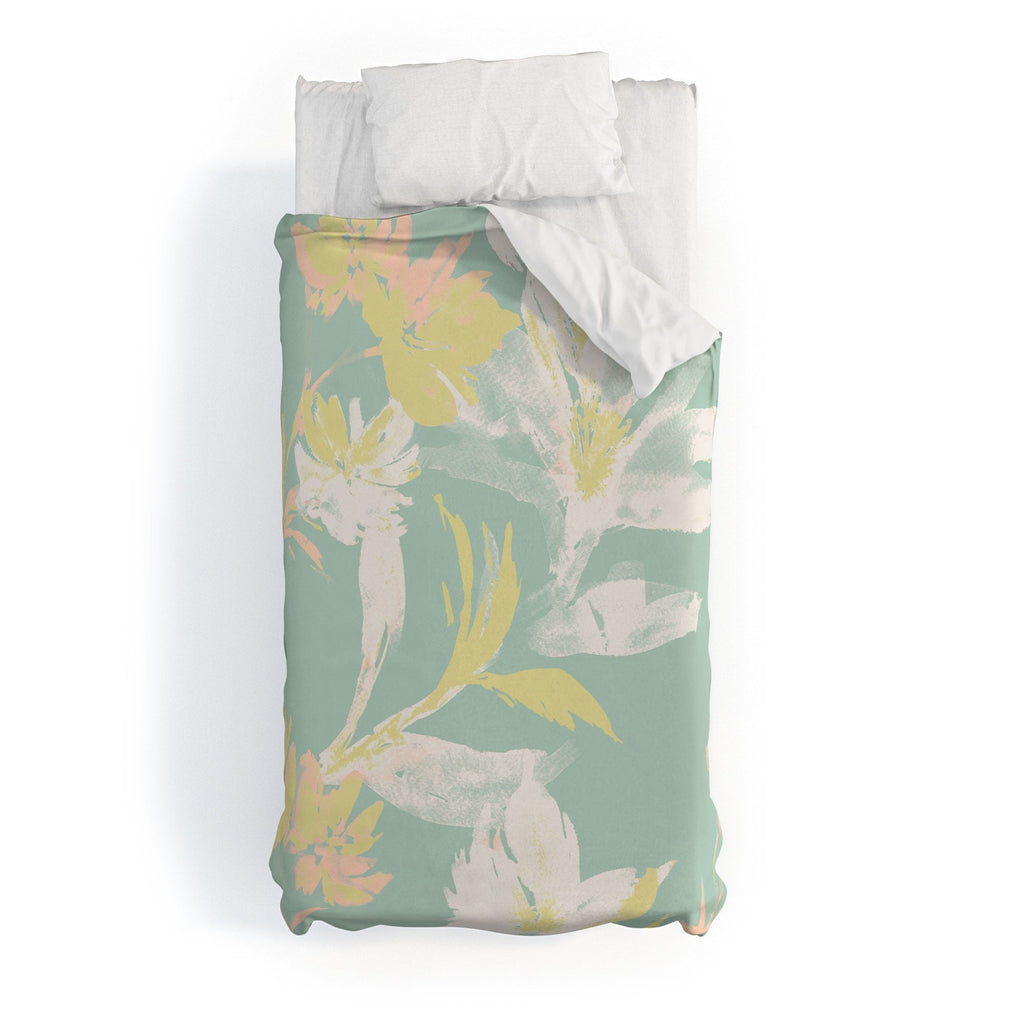 Gabriela Fuente Emma Floral Mint Duvet Cover