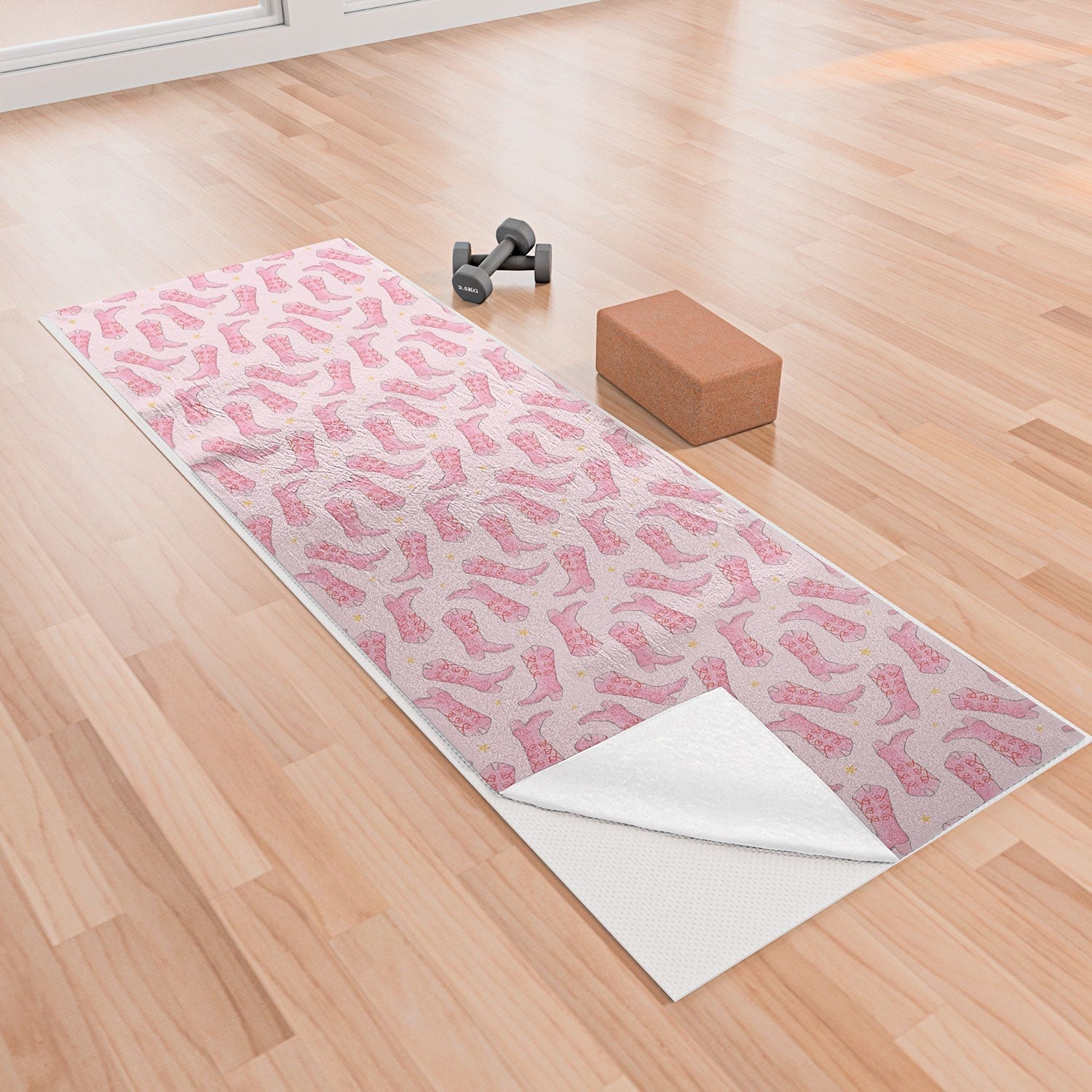 Love_Ryming Stars and Boots Yoga Towel