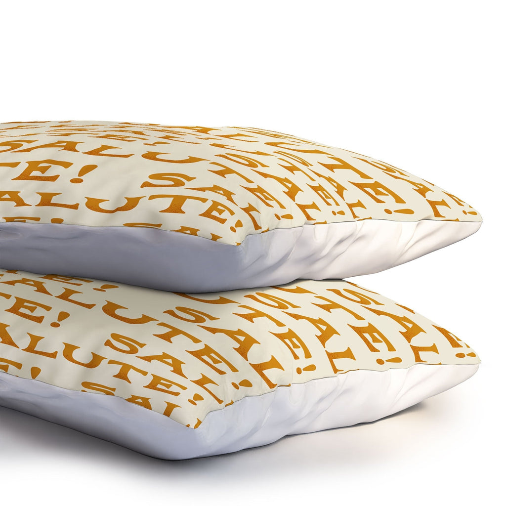 Jessica Molina Salute Gold Pattern on Cream Pillow Shams