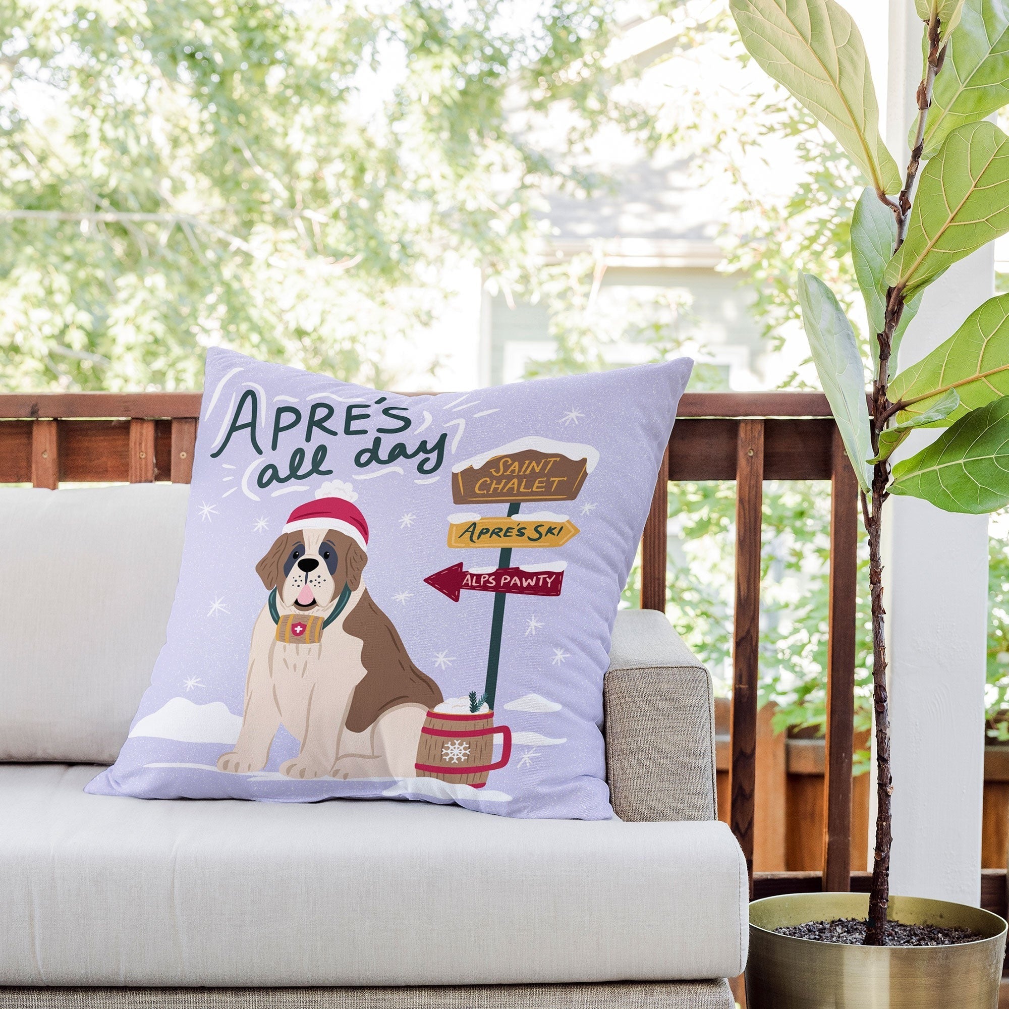 Design by Spark St Bernard Apres All Day Outdoor Throw Pillow