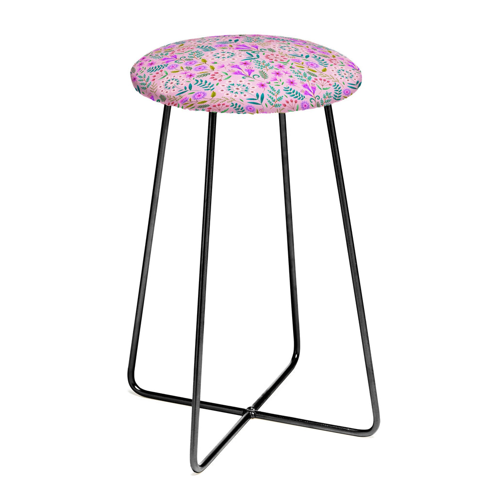 Pimlada Phuapradit Ditsy Purple Floral Half Drop Counter Stool