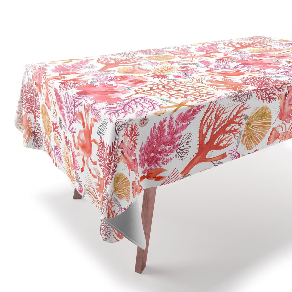Ninola Design Botanic Retreat Coral Reef Crab Lobster Red Tablecloth