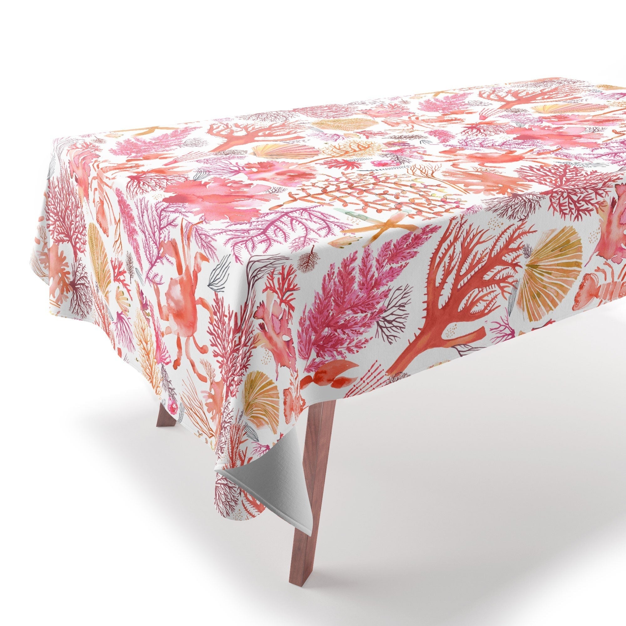 Ninola Design Botanic Retreat Coral Reef Crab Lobster Red Tablecloth
