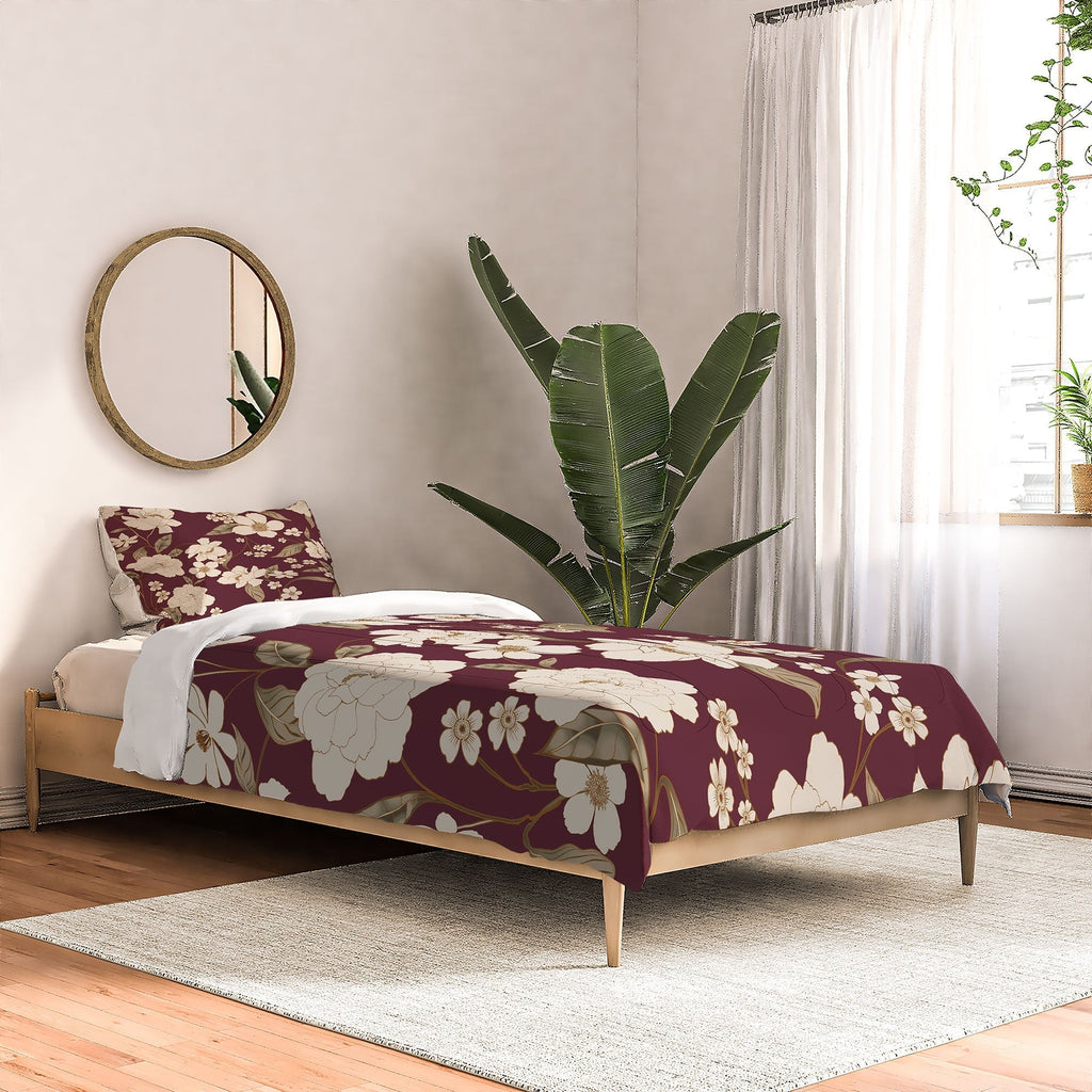 Gabriela Fuente Burgundy Floral Roberta Comforter