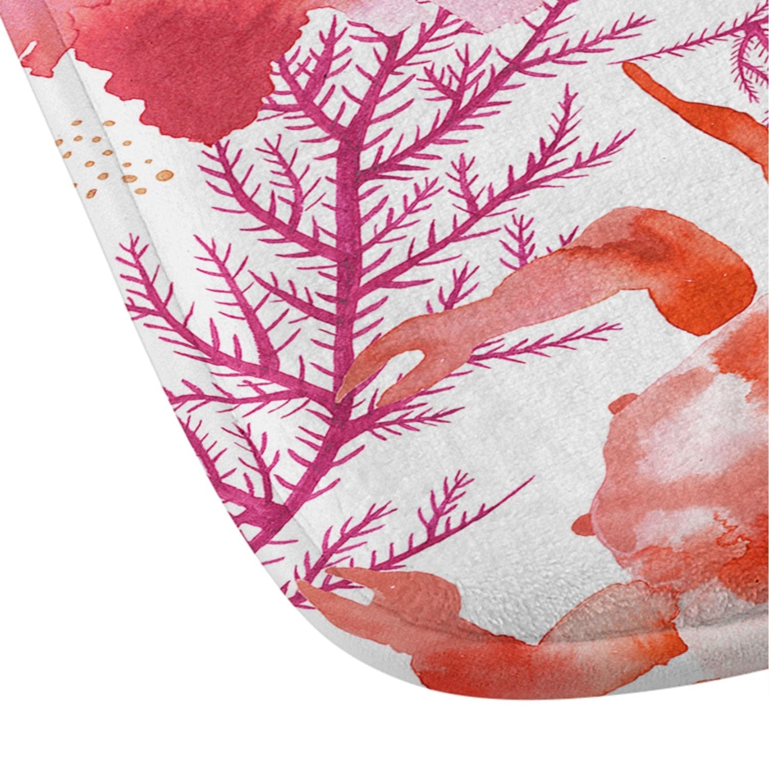 Ninola Design Botanic Retreat Coral Reef Crab Lobster Red Memory Foam Bath Mat