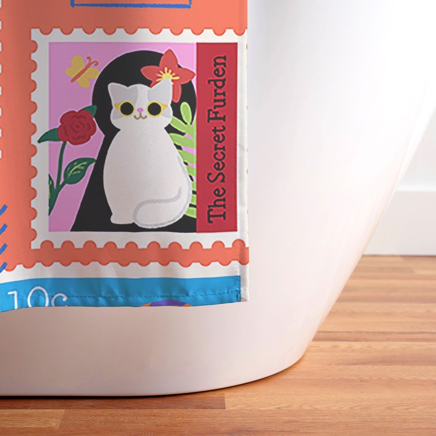 Design by Spark Classic Book Cat Stamps Shower Curtain