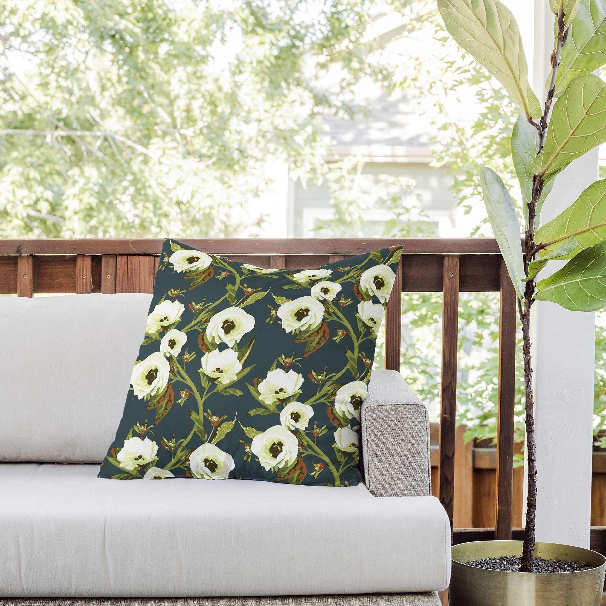 ThirtyOne Illustrations Circa in Olive Outdoor Throw Pillow