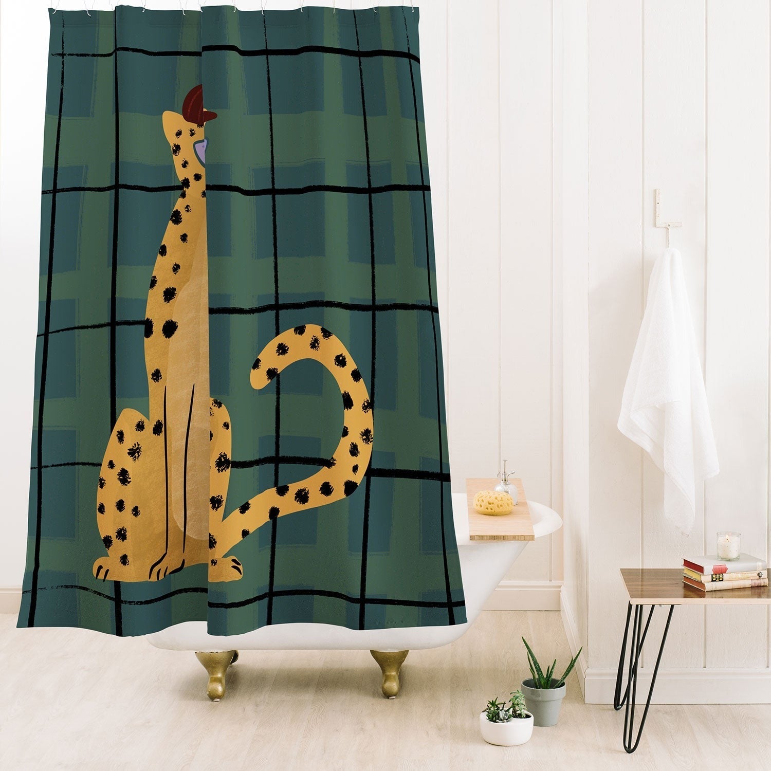 Design by Spark Cheetah Cool Cat Shower Curtain