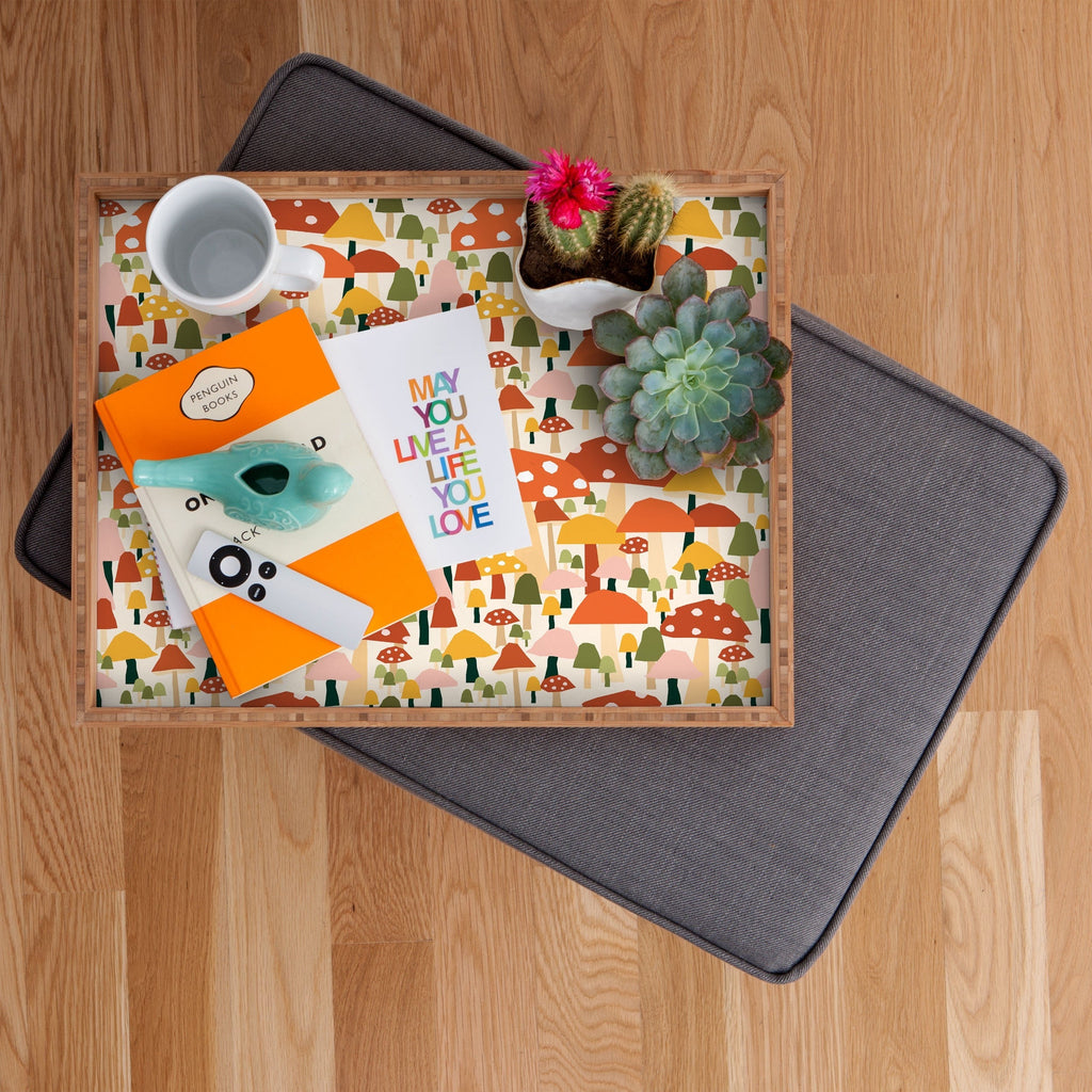 Valeria Frustaci autumnal mushrooms Rectangular Tray