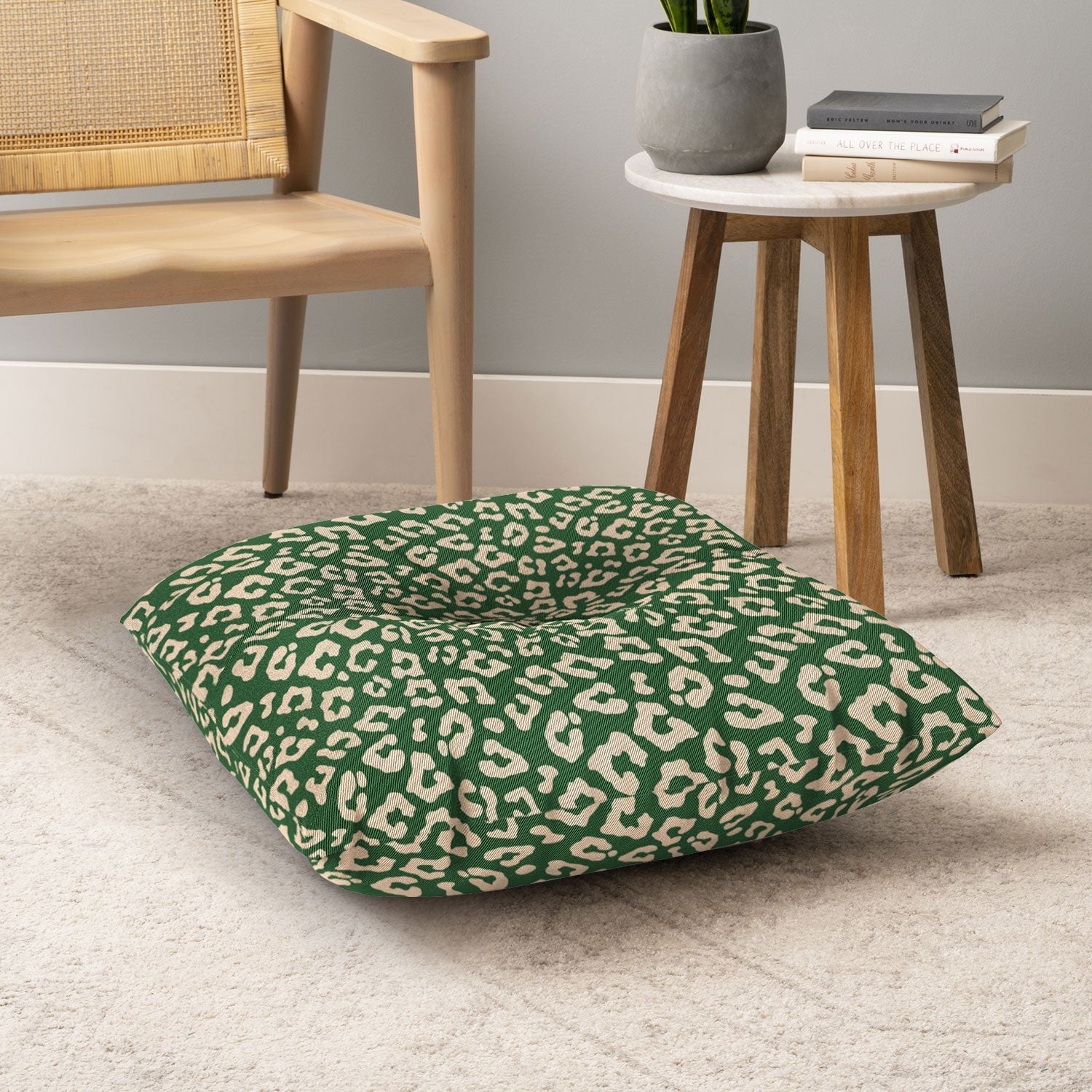 Avenie BR Cheetah Print In Green Floor Pillow Square
