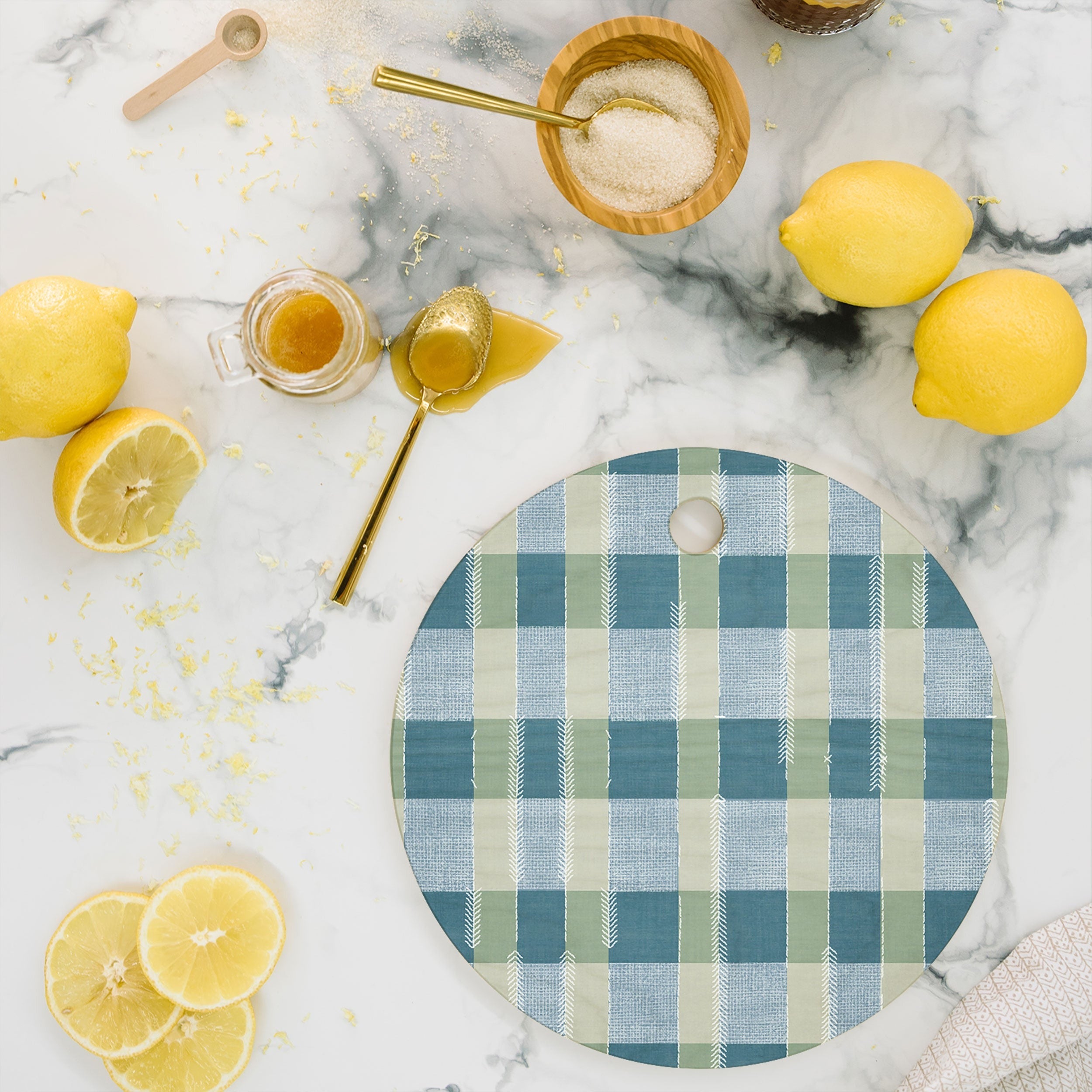 Marta Barragan Camarasa Country Style Checks Cutting Board Round