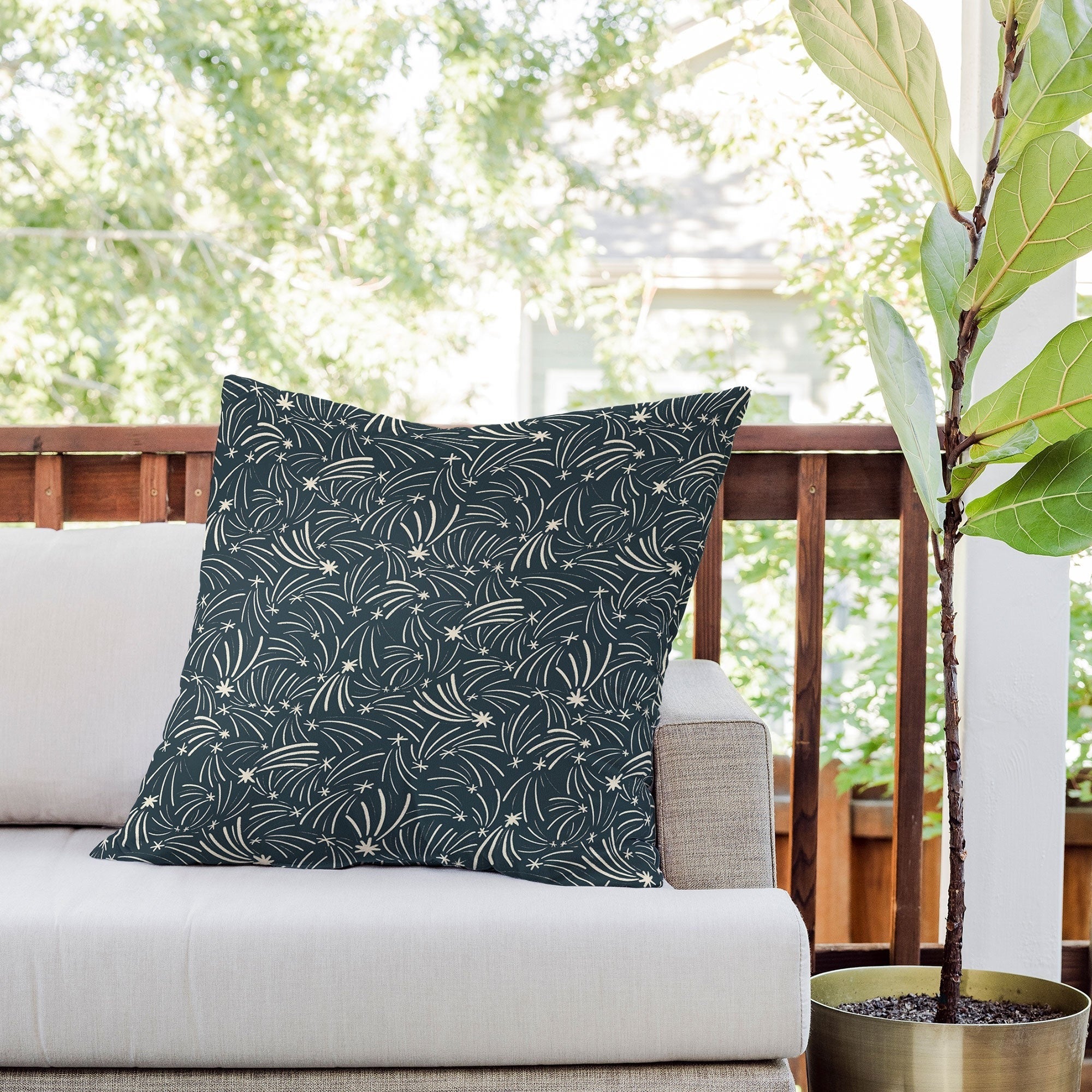 Little Om Pattern Shooting Stars blue Outdoor Throw Pillow