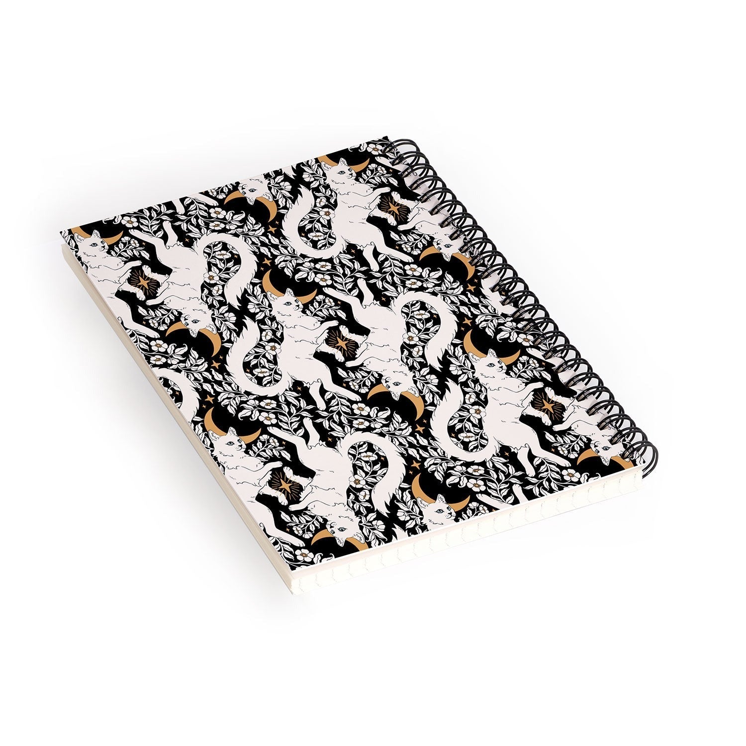 Avenie Celestial Cats Gold Spiral Notebook