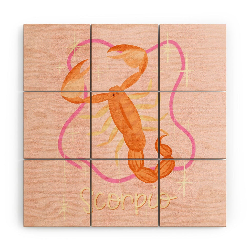 Little Om Zodiac Sign Scorpio Wood Wall Mural