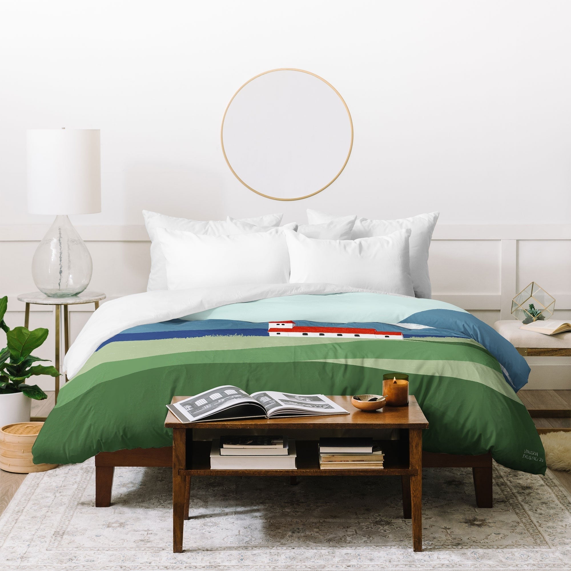 Valeria Frustaci Red roof in Iceland Duvet Cover