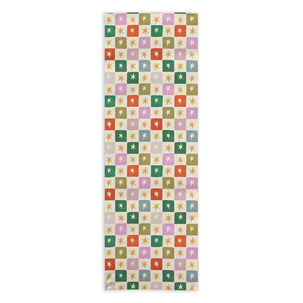LouBruzzoni Retro Star Block Pattern Yoga Towel