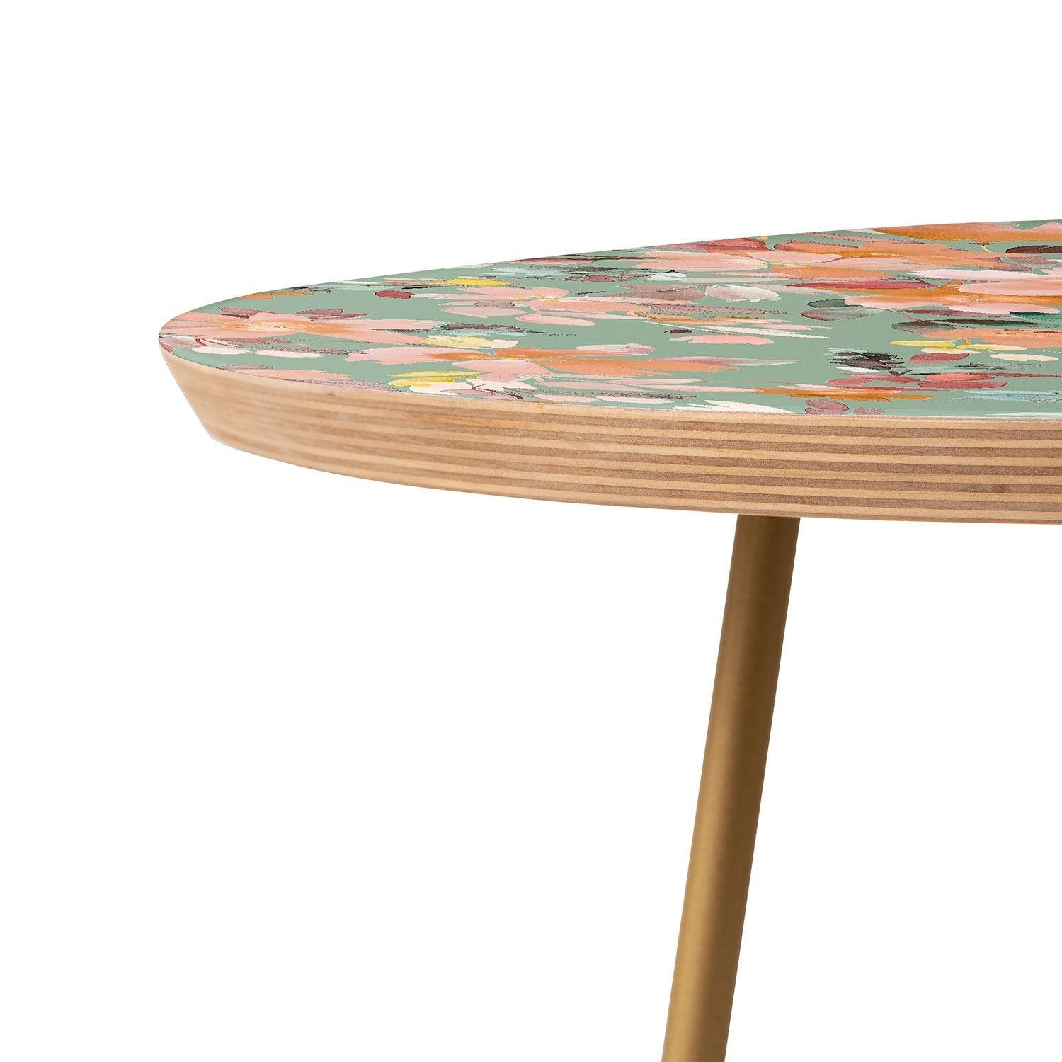 Ninola Design Botanic Retreat Floral Oleander Whimsical Teal Green Round Side Table