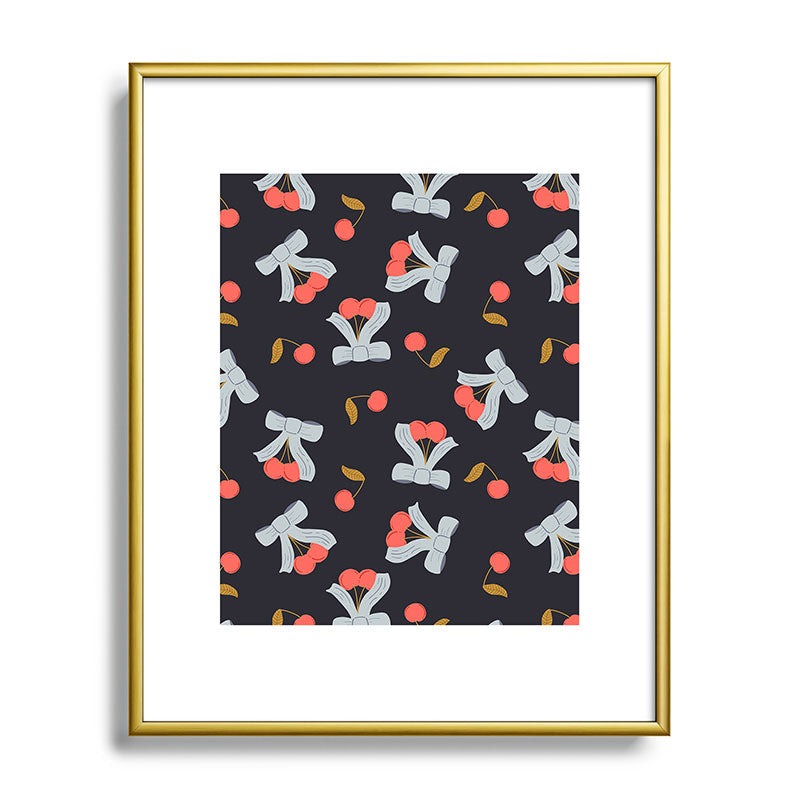 Jennifer Labre Cherries and Bows Metal Framed Art Print