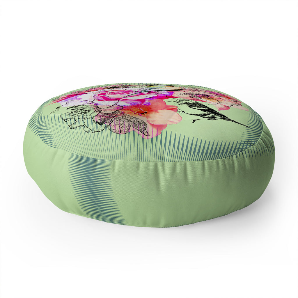 Bel Lefosse Design Birds And Flowers Floor Pillow Round