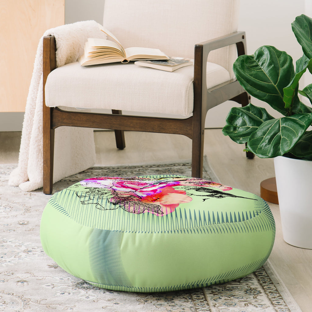 Bel Lefosse Design Birds And Flowers Floor Pillow Round