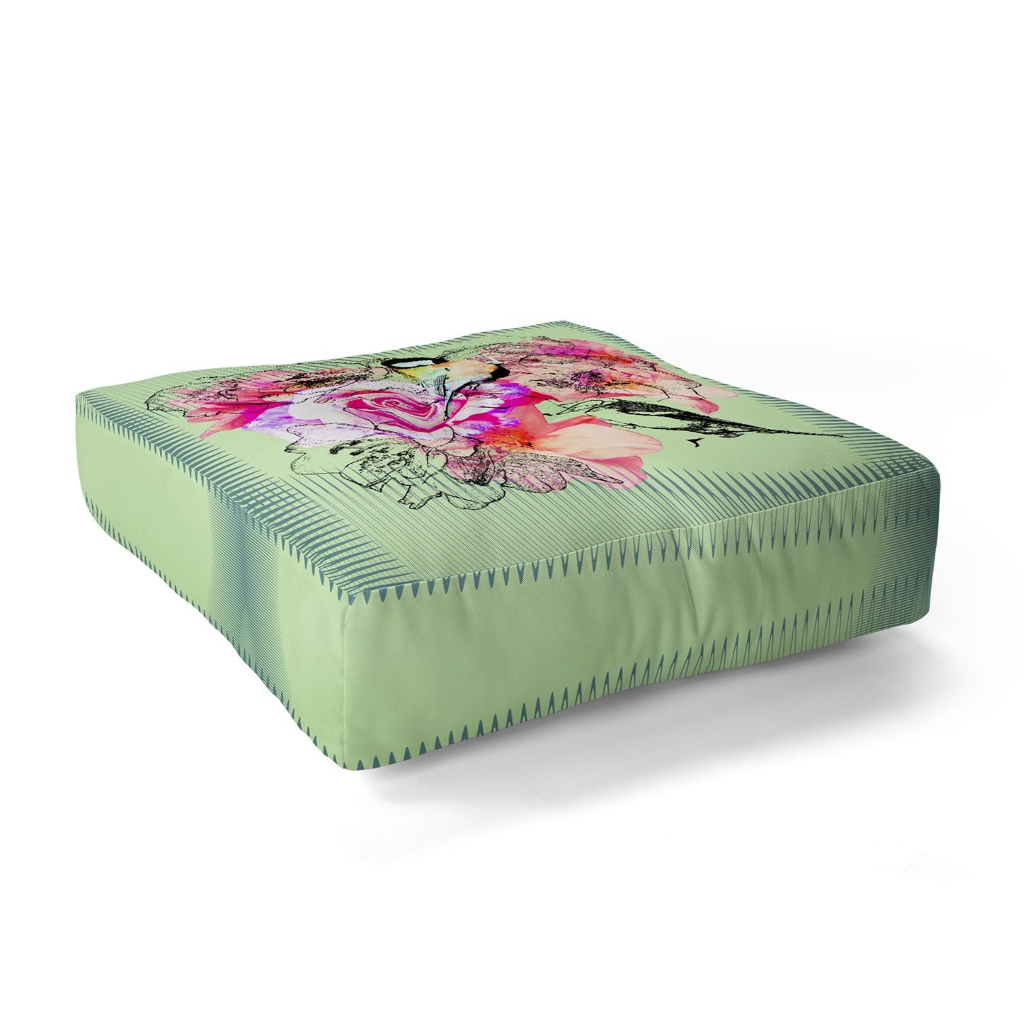 Bel Lefosse Design Birds And Flowers Floor Pillow Square