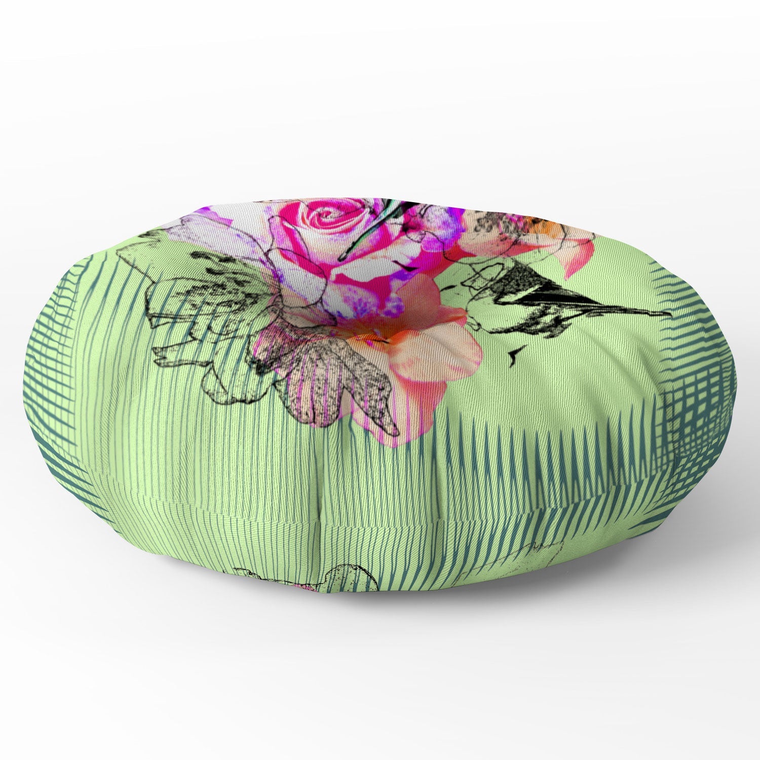 Bel Lefosse Design Birds And Flowers Floor Pillow Round