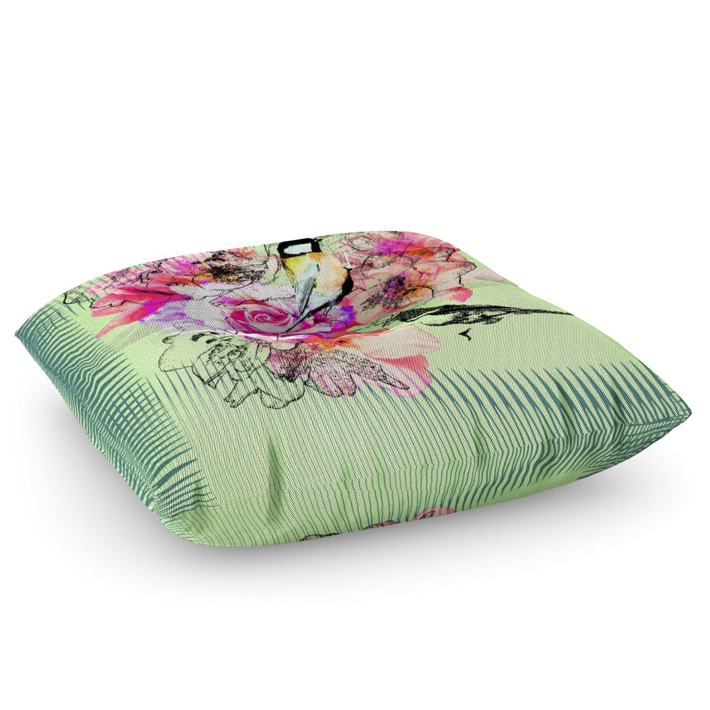 Bel Lefosse Design Birds And Flowers Floor Pillow Square