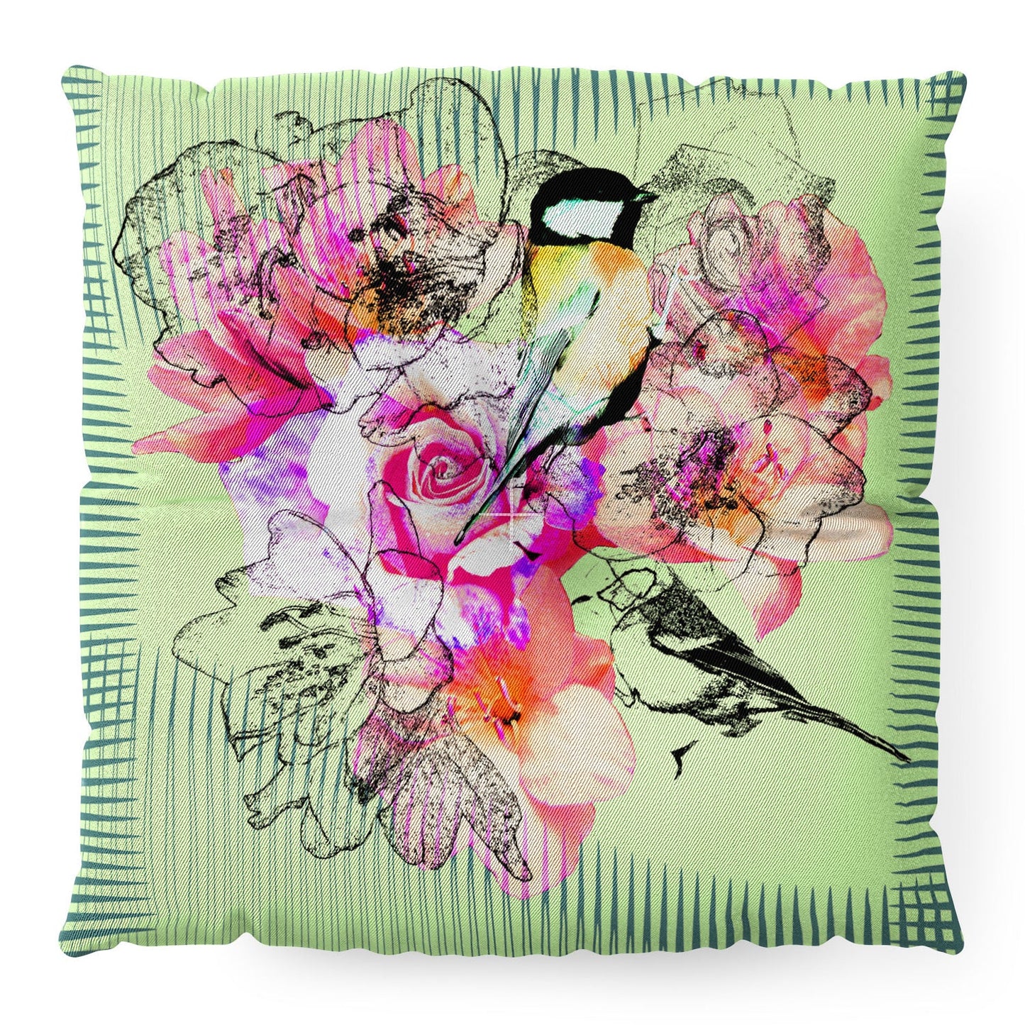 Bel Lefosse Design Birds And Flowers Floor Pillow Square