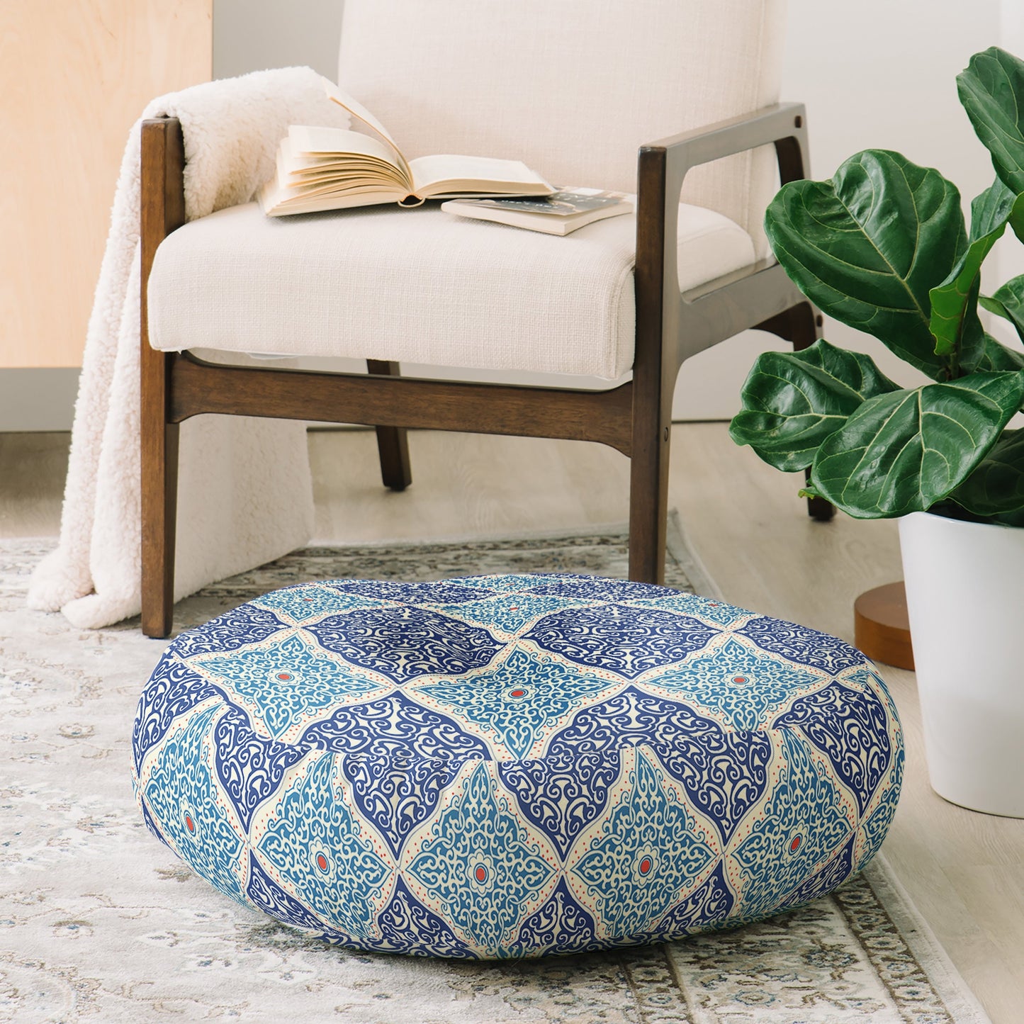 Belle13 Curly Rhombus Floor Pillow Round