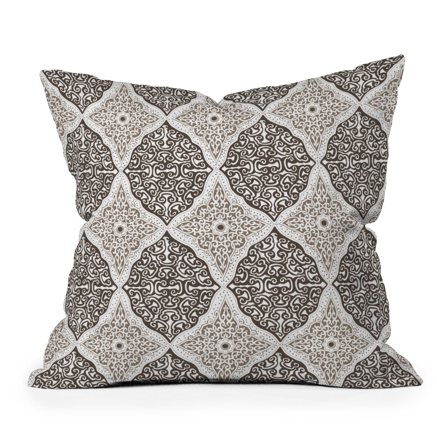 Belle13 Curly Rhombus Neutral Throw Pillow