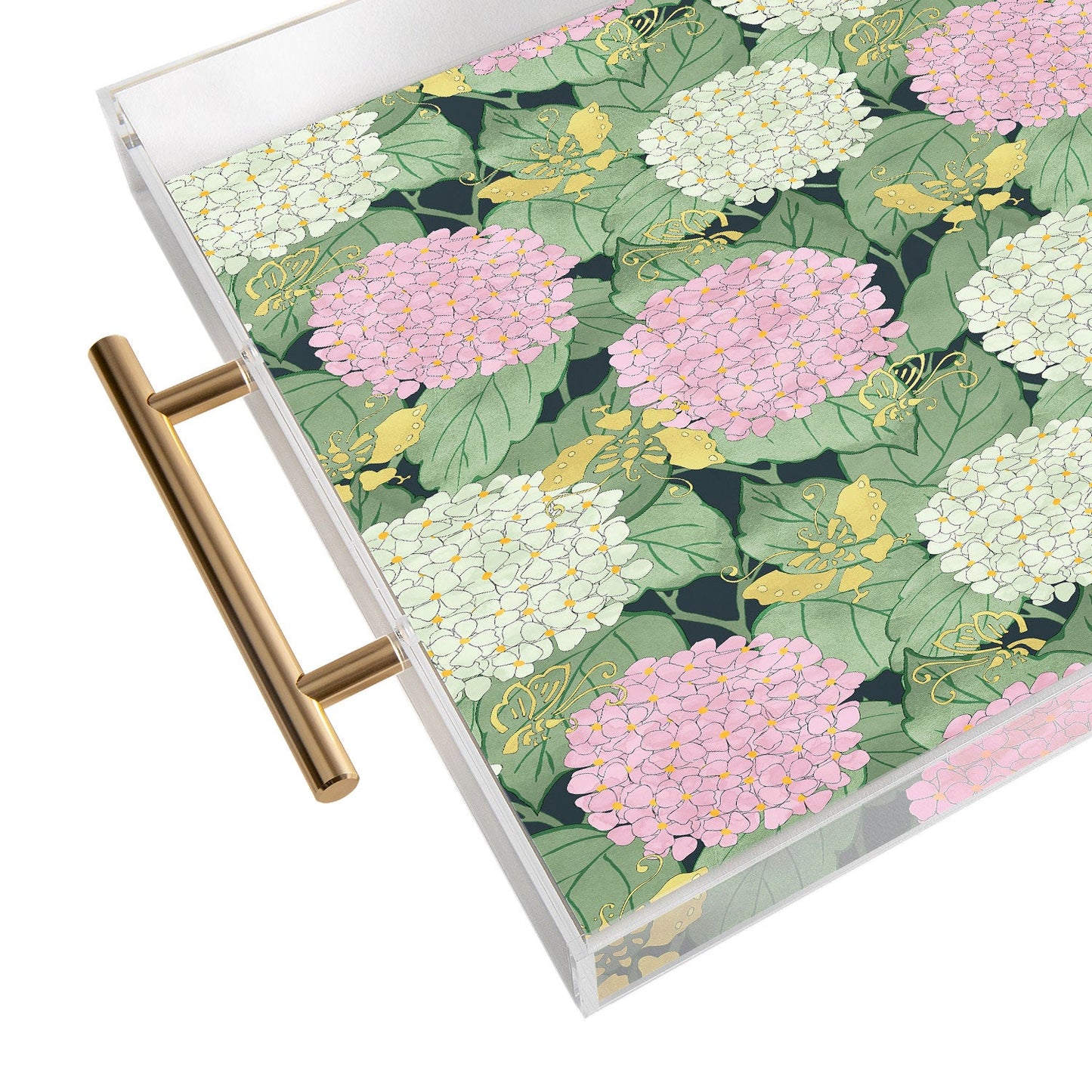 Belle13 Hydrangea And Butterflies Acrylic Tray