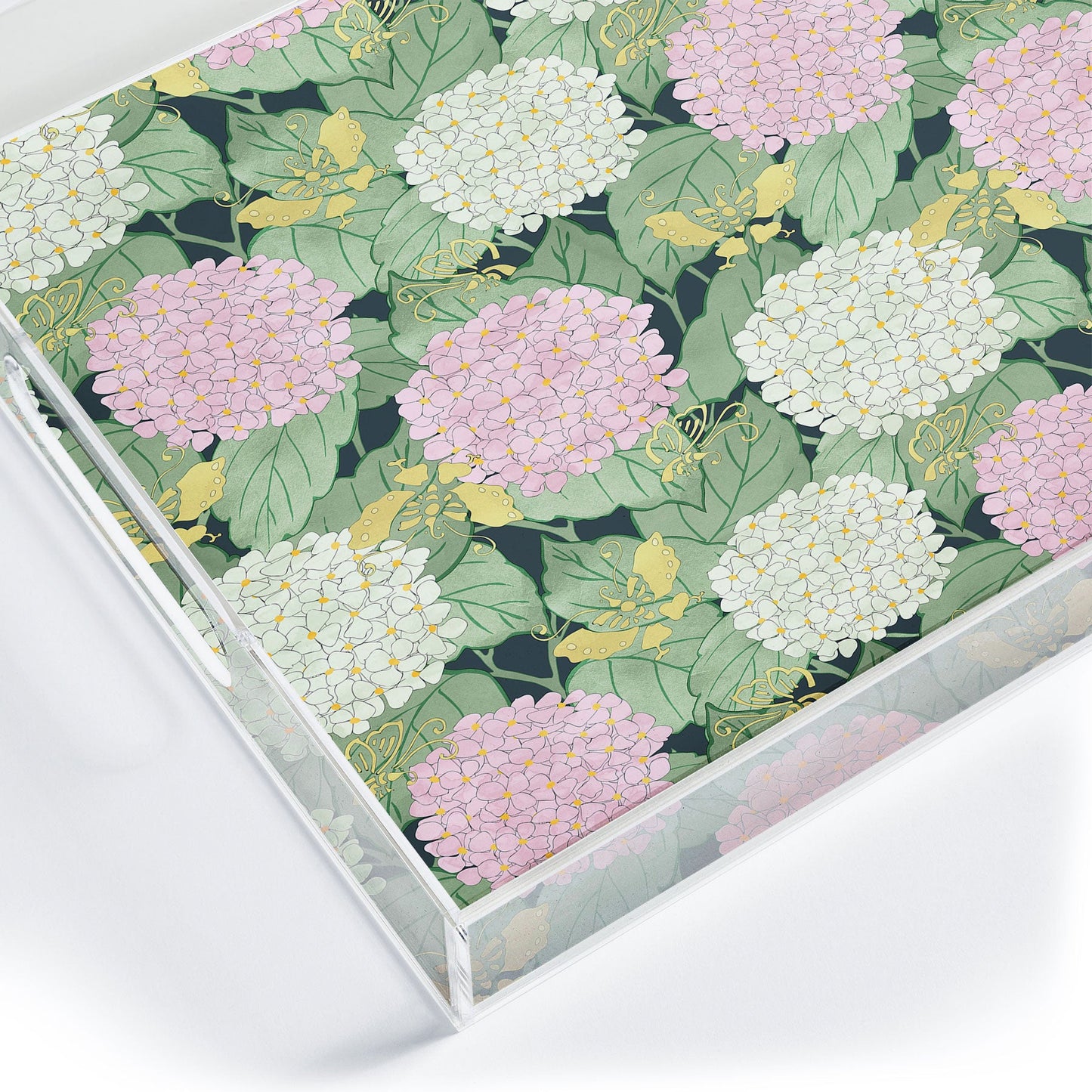 Belle13 Hydrangea And Butterflies Acrylic Tray