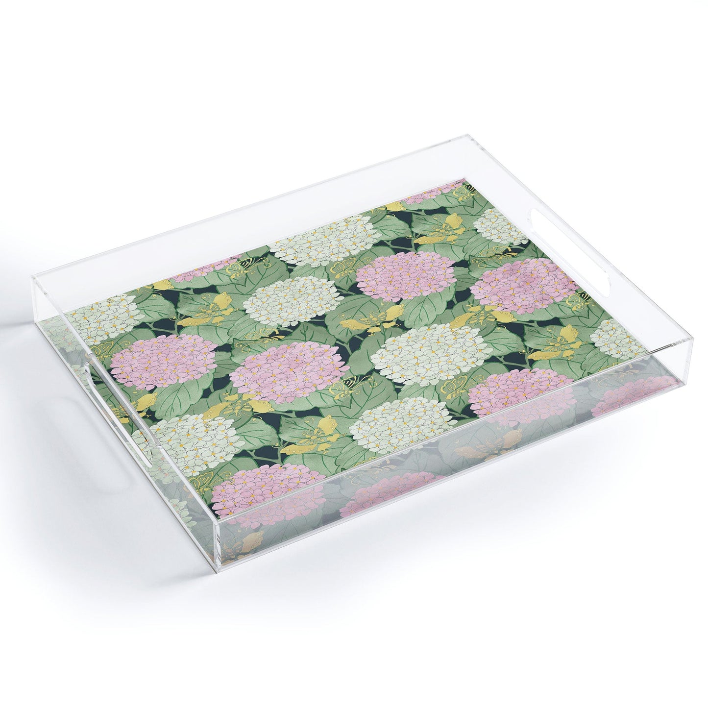 Belle13 Hydrangea And Butterflies Acrylic Tray