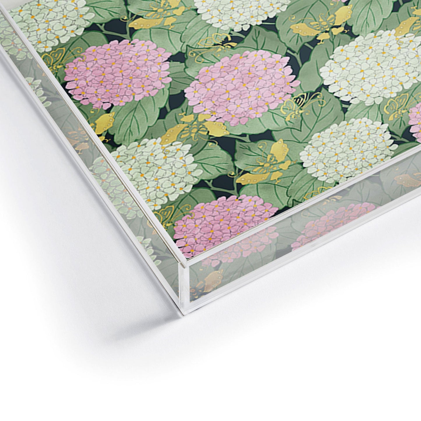 Belle13 Hydrangea And Butterflies Acrylic Tray
