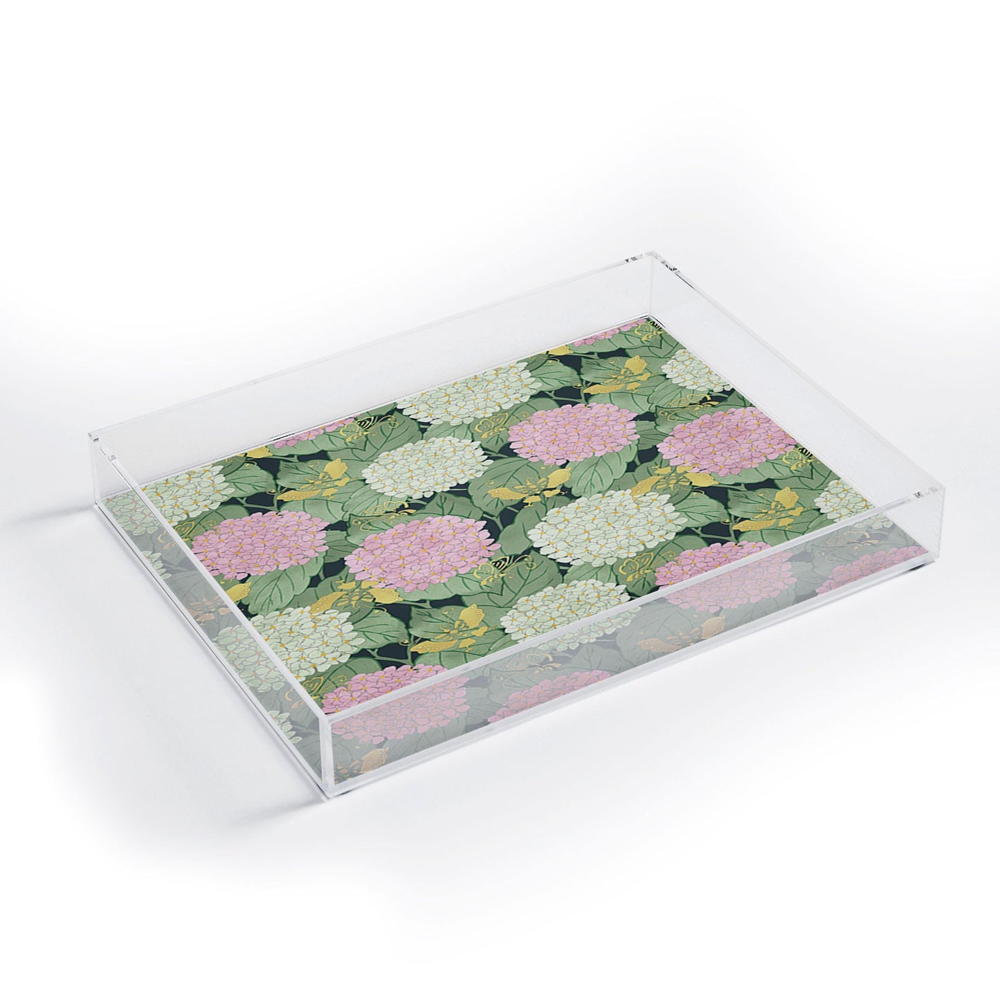 Belle13 Hydrangea And Butterflies Acrylic Tray