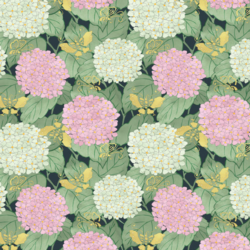 Belle13 Hydrangea And Butterflies Shower Curtain