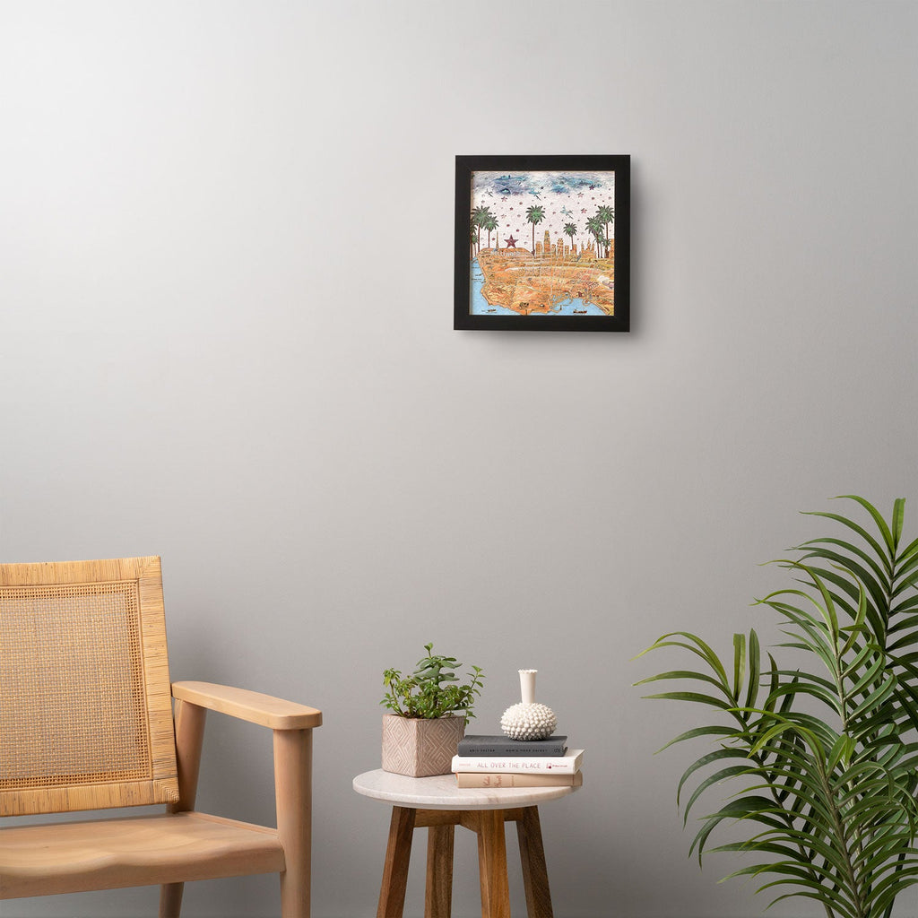 Belle13 Los Angeles Skyline Old Map Framed Wall Art
