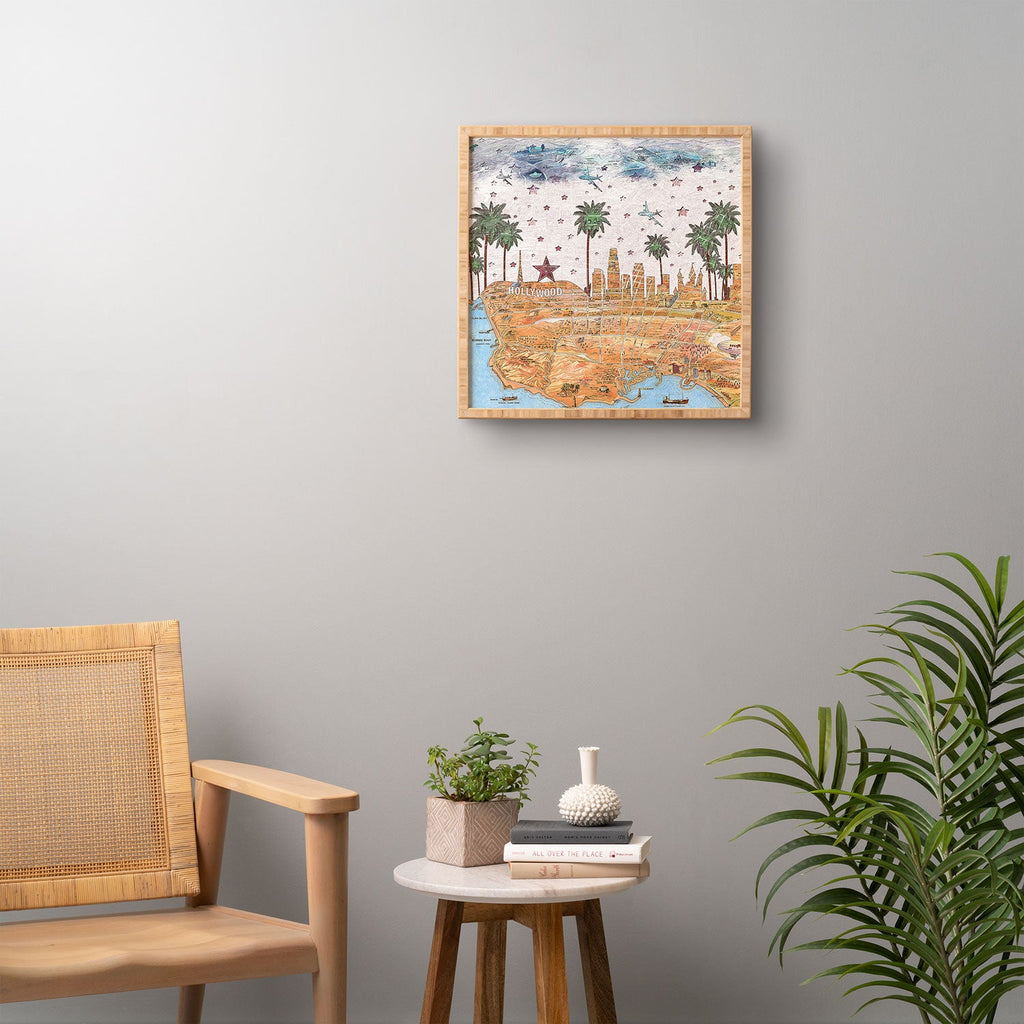 Belle13 Los Angeles Skyline Old Map Framed Wall Art