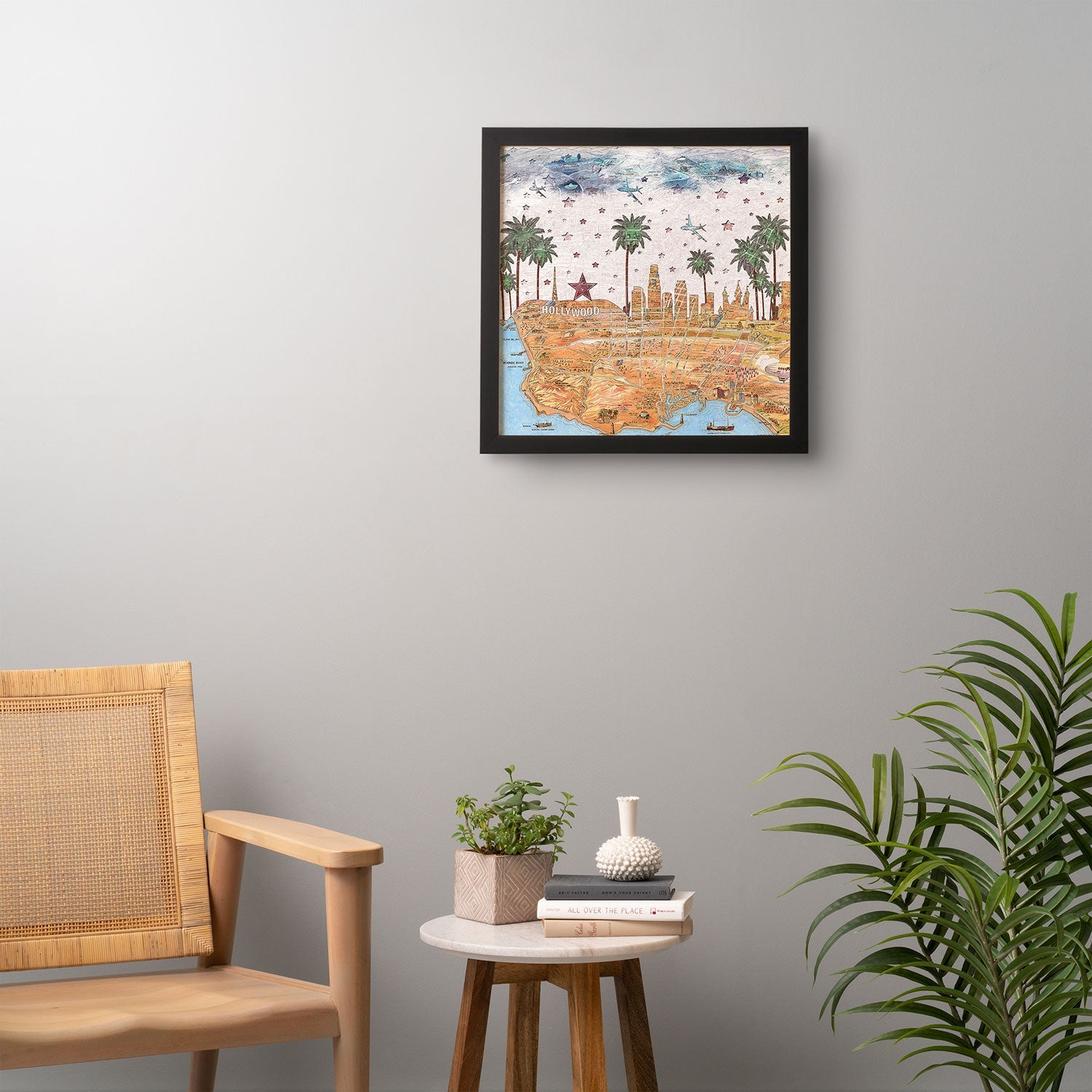 Belle13 Los Angeles Skyline Old Map Framed Wall Art