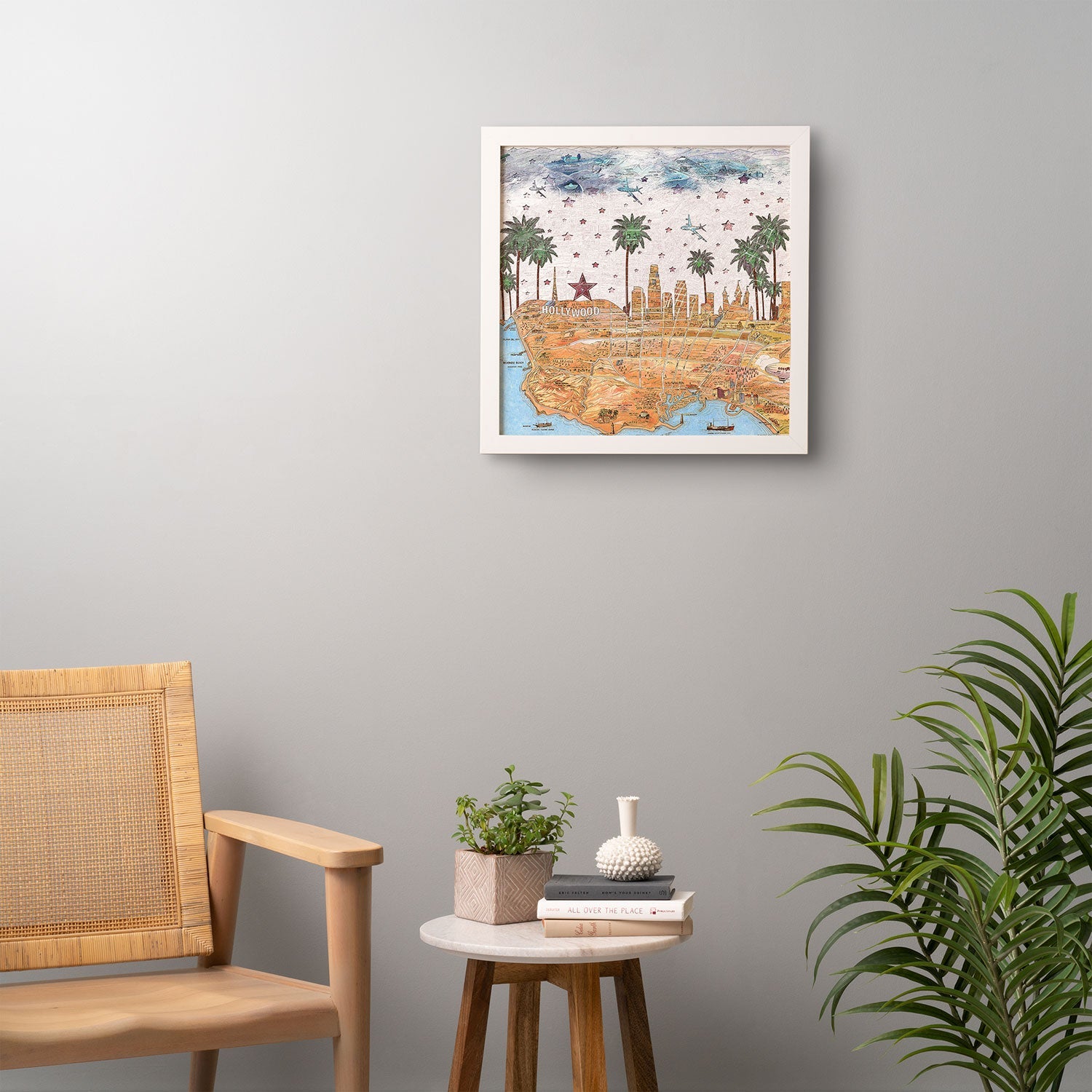 Belle13 Los Angeles Skyline Old Map Framed Wall Art