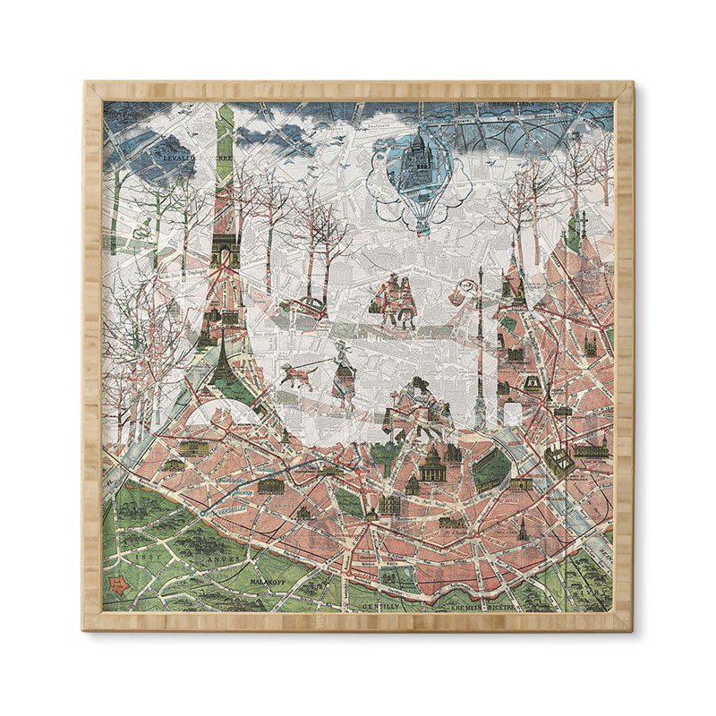 Belle13 Paris Map Under The Paris Sun Framed Wall Art