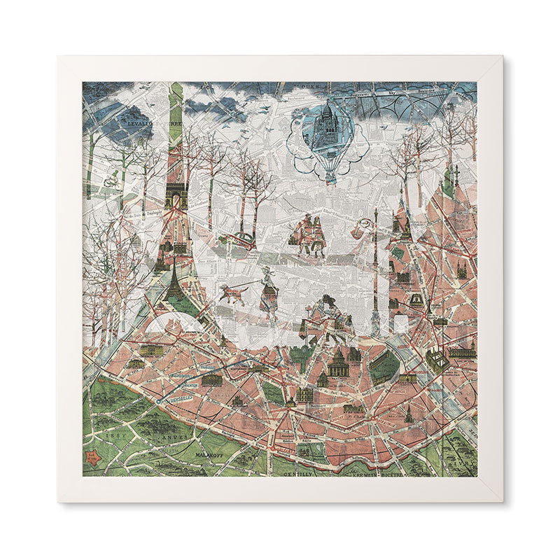 Belle13 Paris Map Under The Paris Sun Framed Wall Art